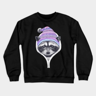 Raccoon in a hood Crewneck Sweatshirt